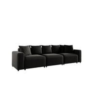 SOFA Megan 3-sitzer In Salvador - Schwarz, Holzwerkstoff/Textil (327/75/98cm) - Fun Möbel