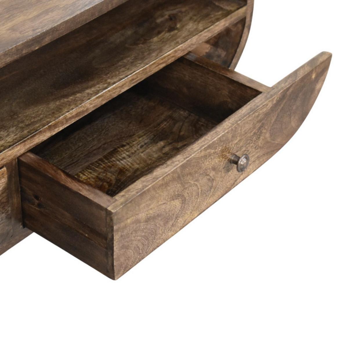 MEDIENMÖBEL Klassisches Grau-Finish, 2 Schubladen, 1 offenes Regal, Braun - Braun, Holz (35/45/90cm) - Artisan Furniture
