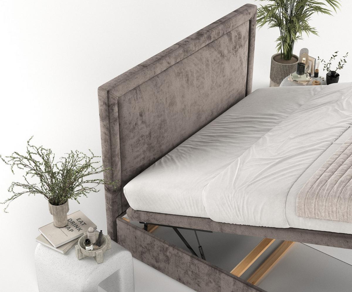 POLSTERBETT Salma mit Stauraum 140/200 cm Braun im Lotta Stoff - Schwarz/Braun, Holz/Holzwerkstoff (140/200cm) - AltaBeds