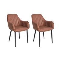 ESSZIMMERSTUHL 2er-Set Kunstleder Braun Wellston - Braun, Kunststoff (60/84/61cm) - Beliani