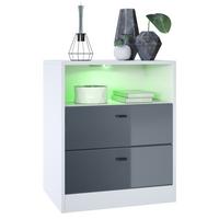 KOMMODE Pino Fronten in Grau Hochglanz - Grau, Holzwerkstoff (56/67.5/36cm) - Vladon