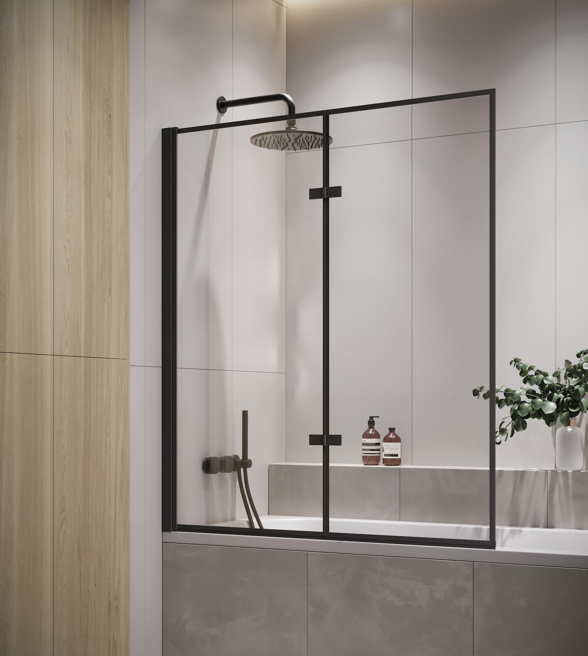 BADEWANNE Berkan 2 Teile cm Medal - 110 x 140 cm - Schwarz, Glas (110/140cm) - Badplaats