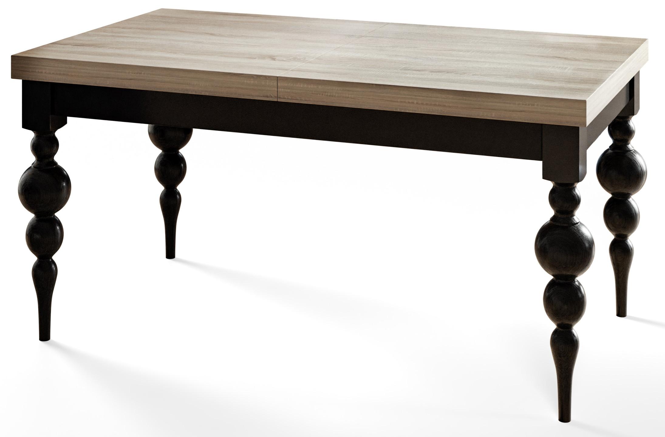 RECHTECKIGER Esszimmertisch LENA, ausziehbarer Tisch, Größe: 140-180X80X78,5 cm, Wohnzimmertisch Farbe: SONOMA, mit Tischbeinen in Farbe Schwarz - Schwarz/Sonoma Eiche, Holzwerkstoff (140/80/79cm) - Alpi-Möbel