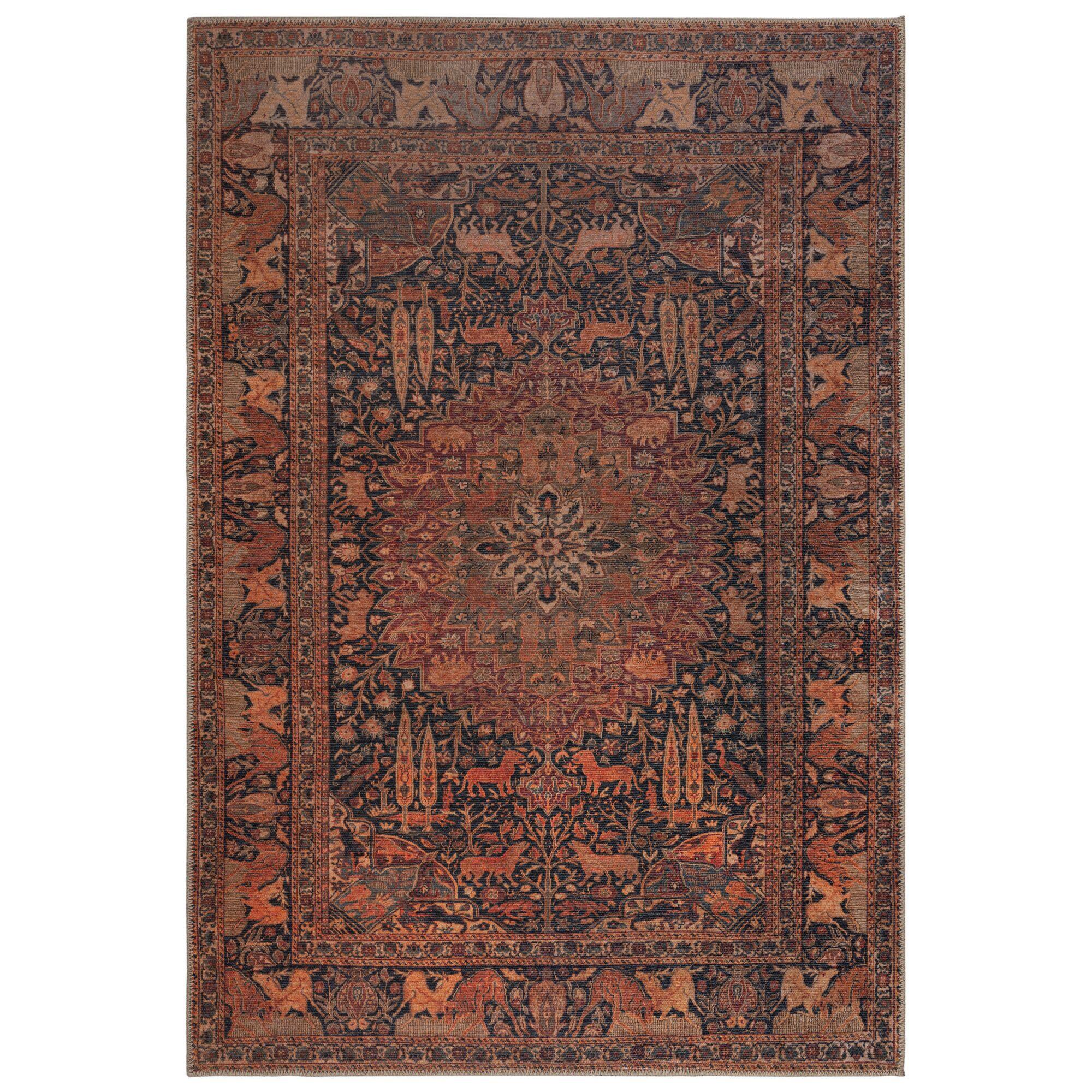 TEPPICH Waschbar HURST, orientalisch mit Medaillon, aus Polyester, Rot, 152 x 230 cm - Rot, Textil (230/152cm) - KADIMA DESIGN