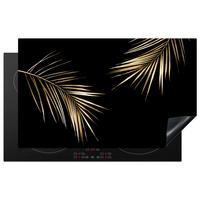 HERDABDECKPLATTE Blätter - Pflanzen - Gold - Schwarz - Luxus Ceranfeldabdeckung 85x52 cm - Goldfarben, Kunststoff (85/52/0.2cm) - MuchoWow