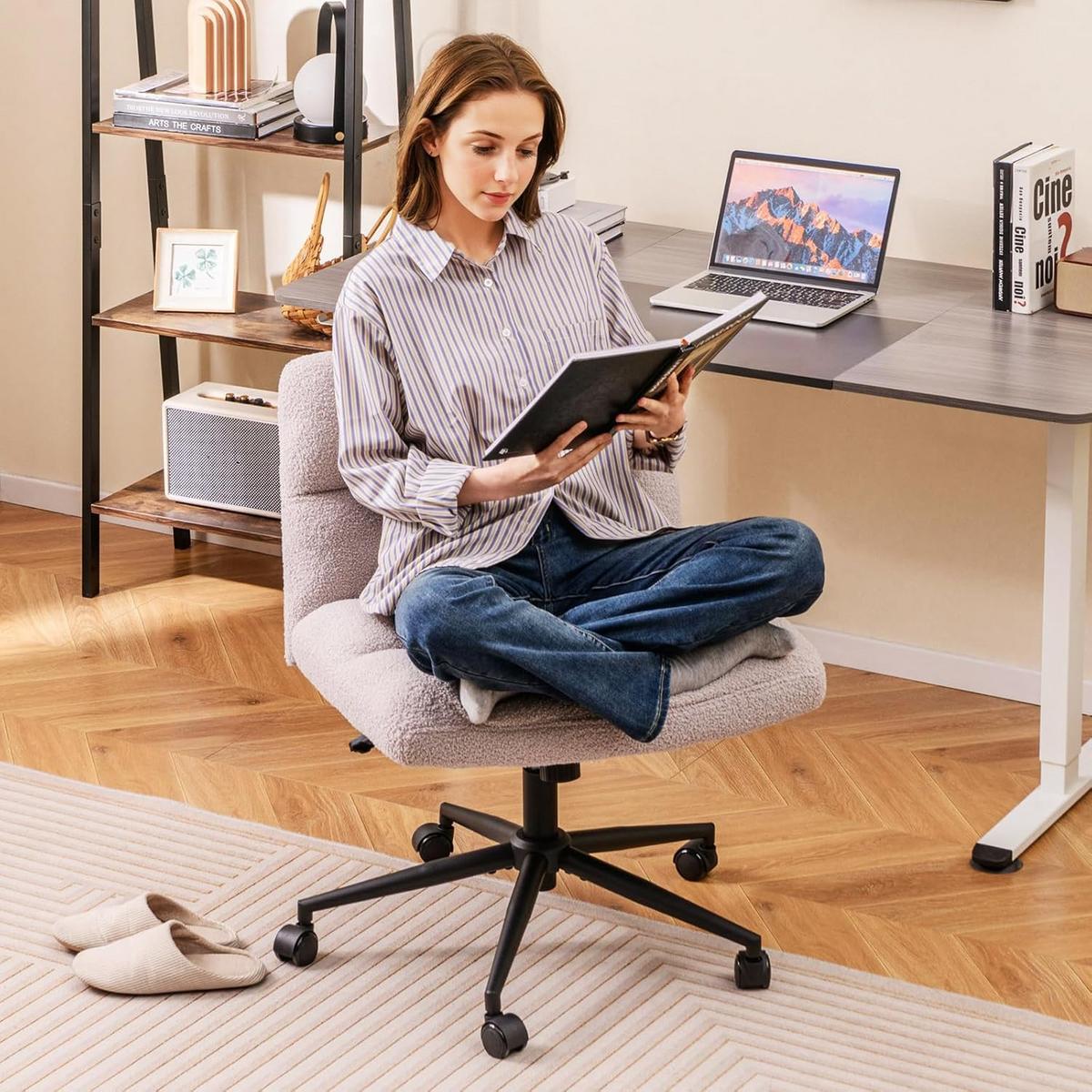 BÜROSTUHL Hellgrau - Hellgrau, Textil (73/87/69cm) - COSTWAY