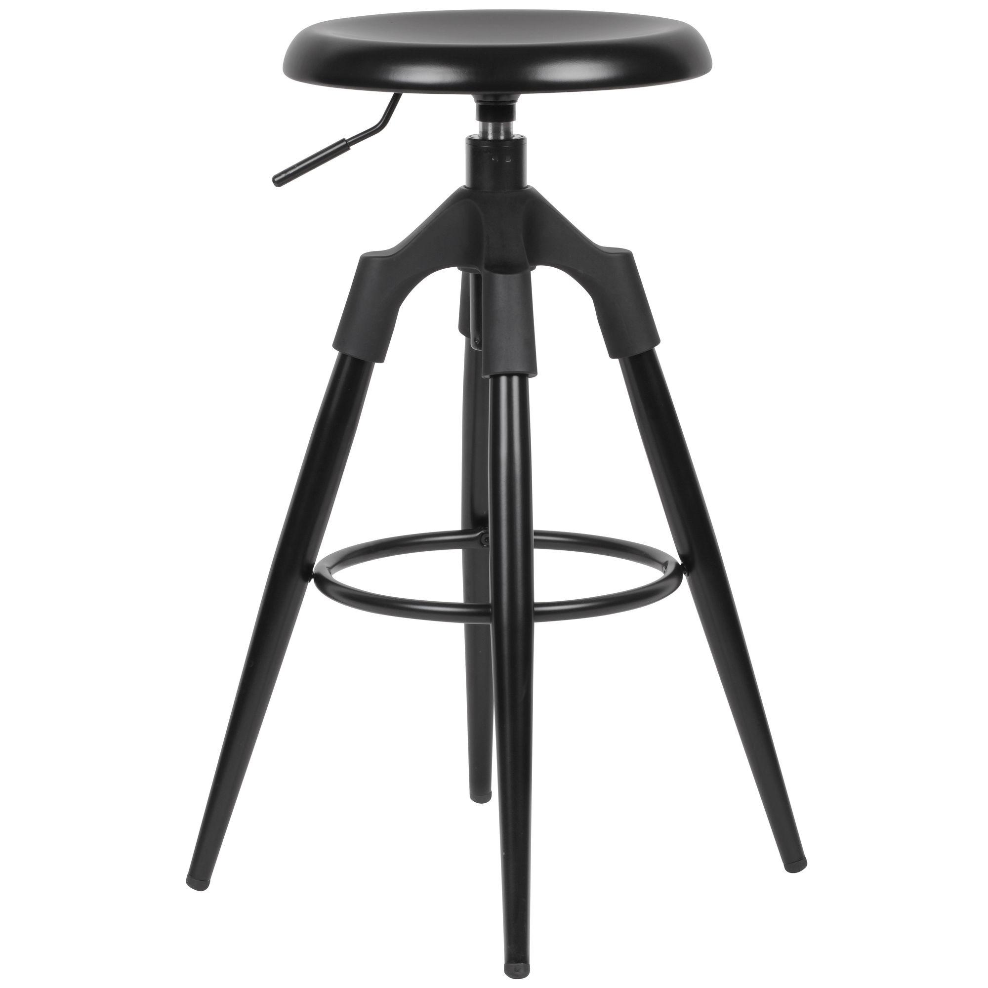 BARHOCKER – Schwarz Metall, höhenverstellbar, ohne Lehne, 72–80 cm, 100 kg, Industrial-Stil - Schwarz, Kunststoff/Metall (53/80/53cm) - KADIMA DESIGN
