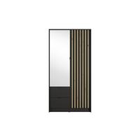 DREHTÜRENSCHRANK SATREN 101,7/200,5/54,5cm 2-türig mit Spiegel Schwarz - Schwarz/Eiche Artisan, Holzwerkstoff (101.7/200.5/54.5cm) - MASSENO
