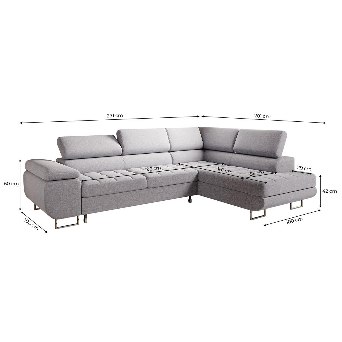 ECKSOFA Eden 4 Sitzplätze Grau - Grau, Textil (271/201cm) - Petits-meubles