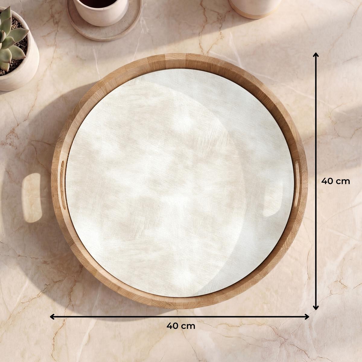 TABLETT Dezent - Textur - Beige 40x40 cm - Creme, Holz (40/5/5cm) - OnlyWow