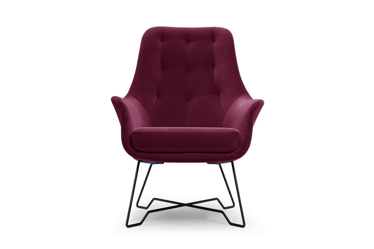 SESSEL SEDUTA, Modern Polstersessel Loungesessel, Velours-Stoff Dunkelrot - Dunkelrot, Holz/Metall (72.5/101.5/83cm) - MASSENO