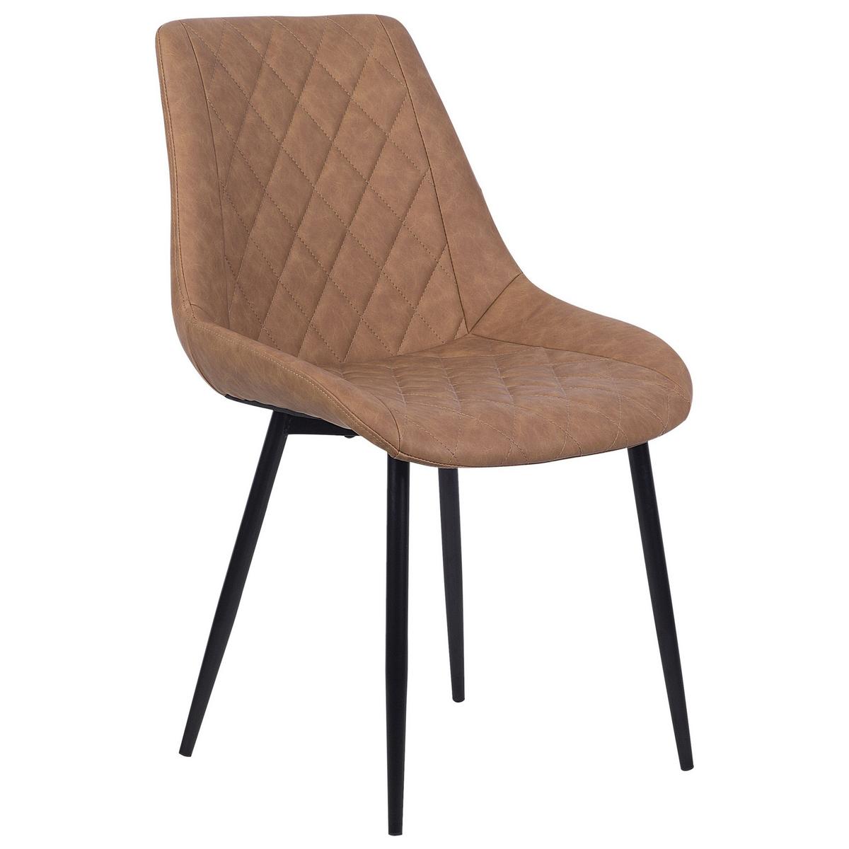 ESSZIMMERSTUHL 2er-Set Kunstleder Braun Maribel - Braun, Textil/Metall (52/85/61cm) - Beliani