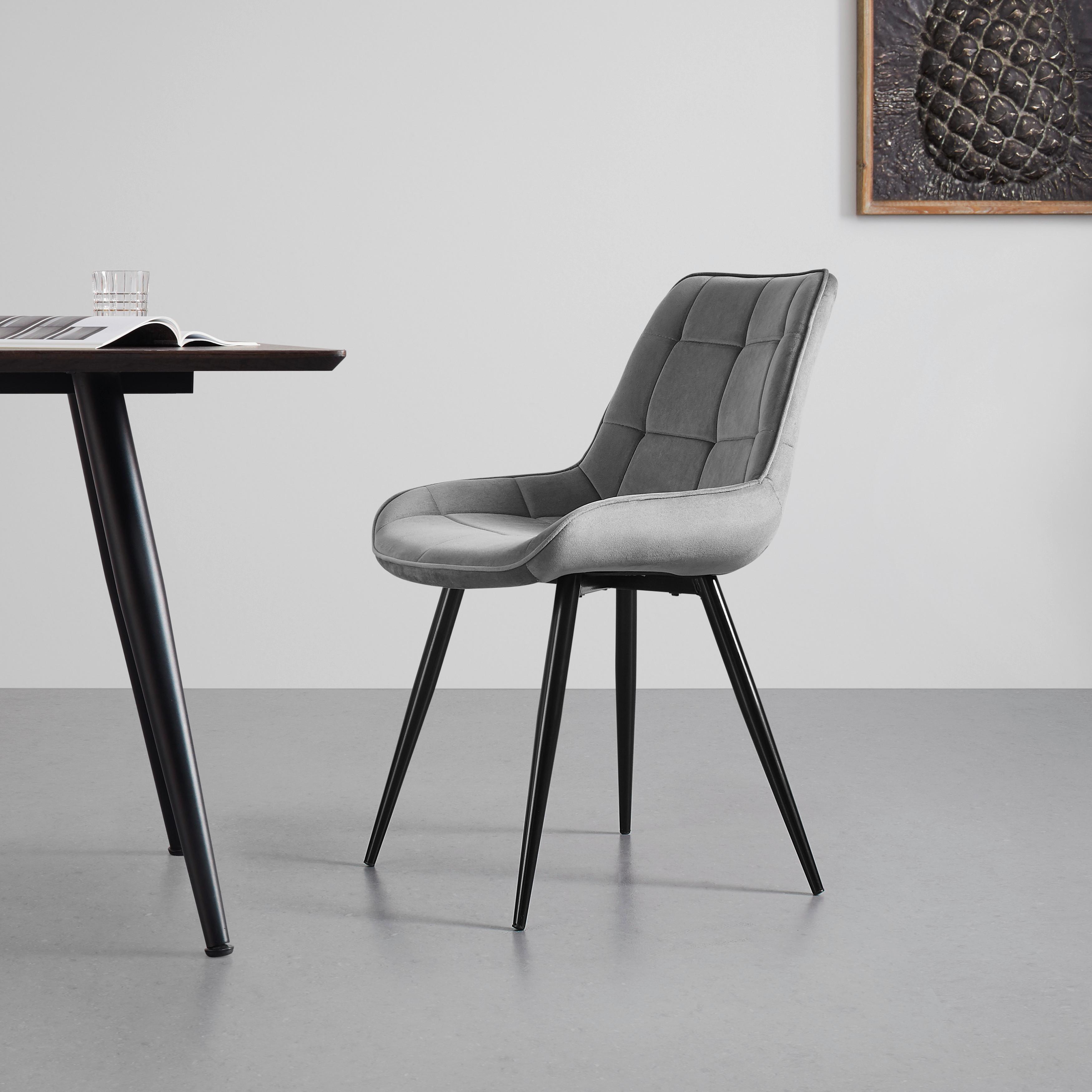 gepolsterter Schwingstuhl in grauem Samt