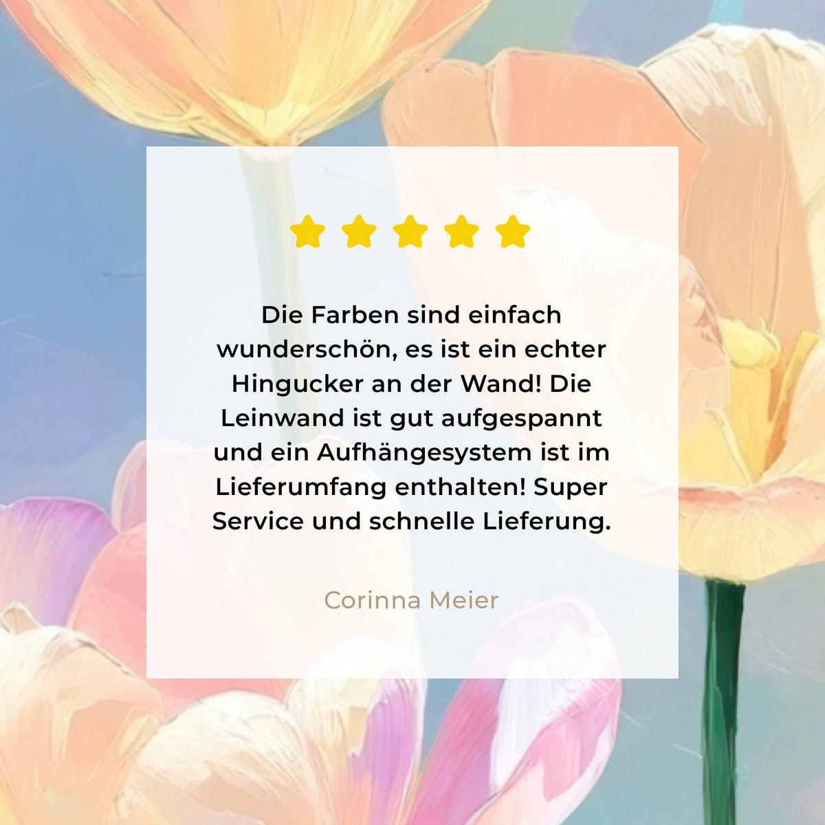 LEINWANDBILD Tulpen - Rosa Akzente - Blau Wanddeko 40x60 cm - Pastellblau, Textil (40/60cm) - MuchoWow