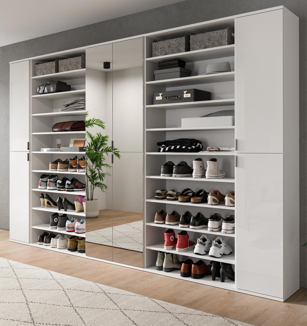 SCHUHREGAL weiß 80 x 193 cm, Flurregal mit variabler Inneneinteilung - Chromfarben/Weiß, Holzwerkstoff/Kunststoff (80/193/34cm) - Inn.Furn