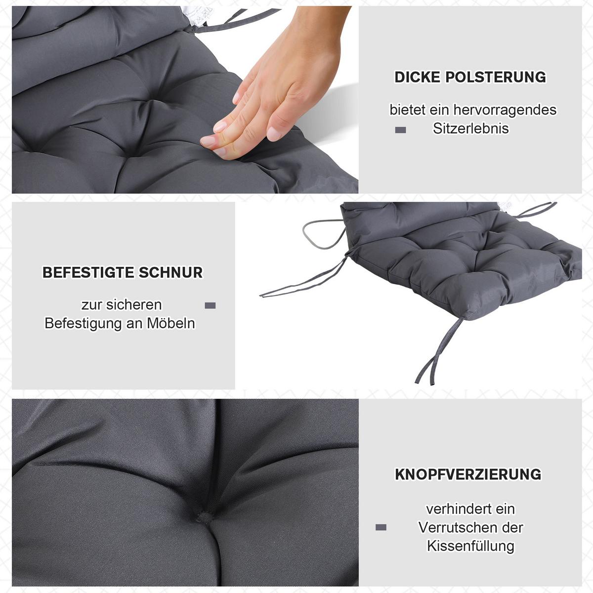 SITZKISSEN, Oxford, Schaumstoff, Grau - Grau, Textil (50/8/98cm) - Outsunny