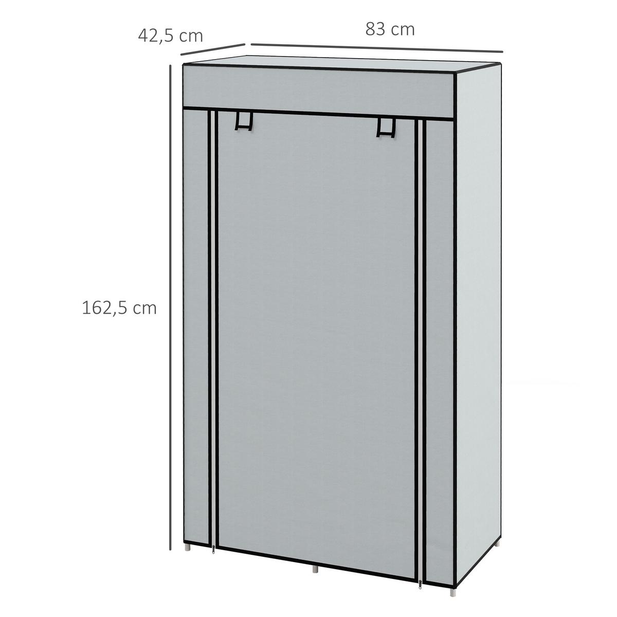 STOFFSCHRANK, Kleiderschrank, Hellgrau - Hellgrau, Metall (42.5/162.5/83cm) - HOMCOM