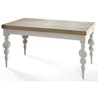 RECHTECKIGER Esszimmertisch LENA, ausziehbarer Tisch, Größe: 120-160X80X78,5 cm, Wohnzimmertisch Farbe: SONOMA, mit Tischbeinen in Farbe Weiß - Weiß/Sonoma Eiche, Holzwerkstoff (120/80/79cm) - Alpi-Möbel