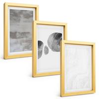 BILDER SET 3er Set - 20x30 cm Goldrahmen - Abstrakte moderne Strukturen - Goldfarben, Kunststoff (20/30cm) - TULUP