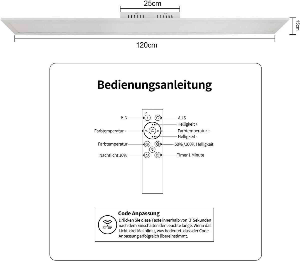 LED-DECKENLEUCHTE Oswald 120/15/1 cm - Weiß, Metall (120/15/1cm) - Nettlife
