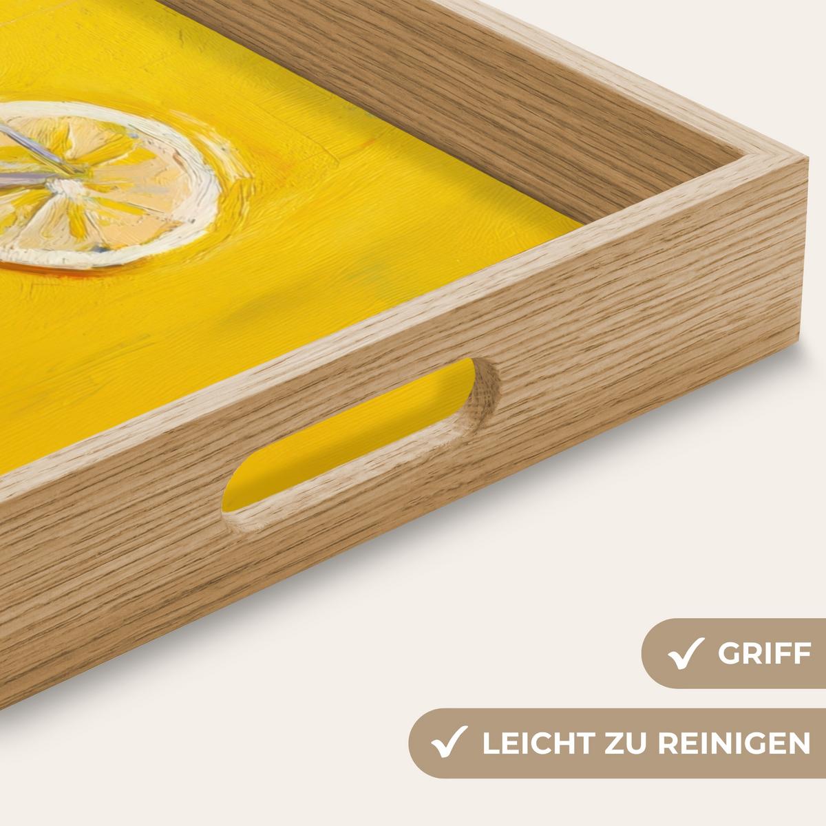 TABLETT Gläser - Cocktail - Zitrone - Kirsche 50x35 cm - Gelb, Holz (50/5/5cm) - OnlyWow