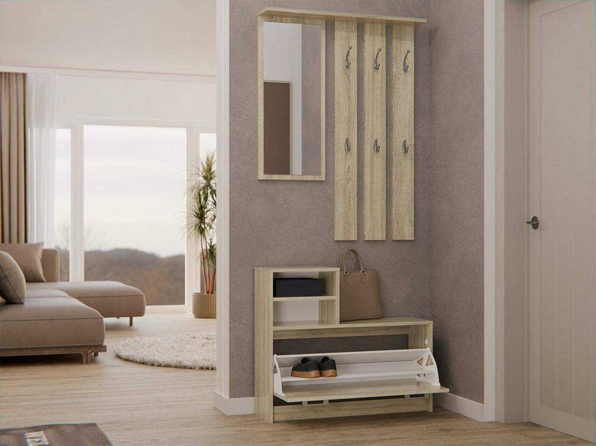 GARDEROBE praktisch Garderoben-Set mit Spiegel Sonoma 85/180/24 - Sonoma Eiche, Holzwerkstoff (85/180/24cm) - RAUMHIRSCH FURNITURE