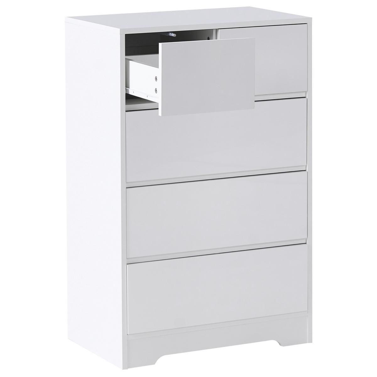 KOMMODE mit 5 Schubladen Weiß Alberta - Weiß, Holzwerkstoff (60/94/38cm) - Beliani