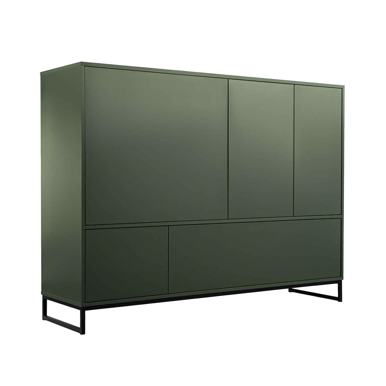 KOMMODE AZIR 160/120/45cm mit Schubladen 5 Türen Grün - Grün, Holzwerkstoff (160/120/45cm) - MASSENO