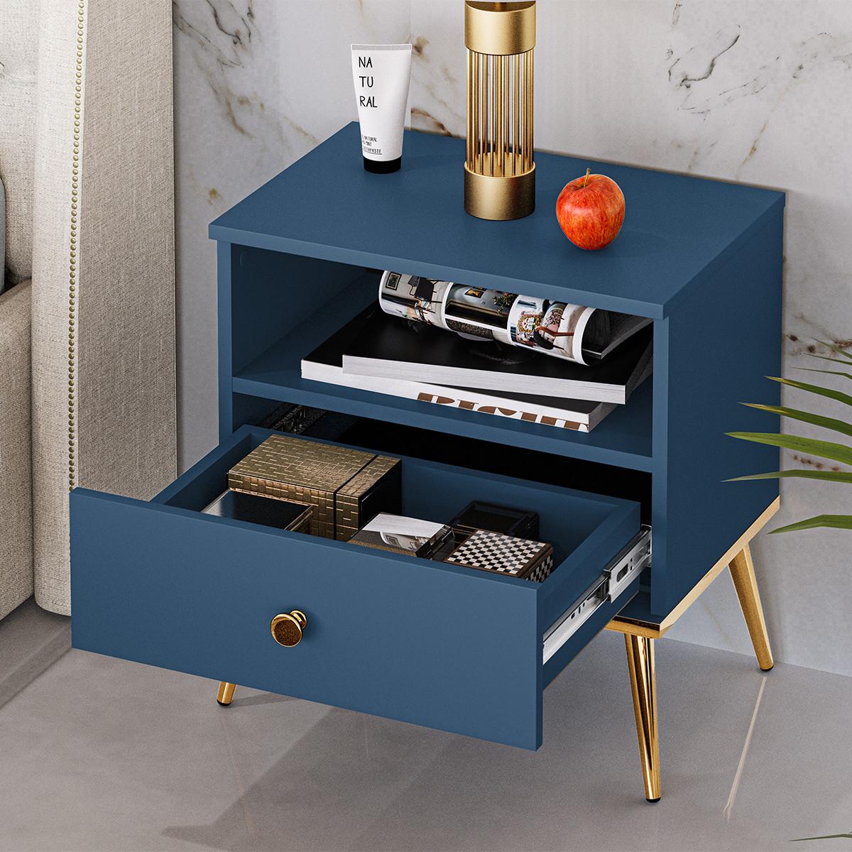 NACHTTISCH Thalia Blau - Blau, Holzwerkstoff (50/53/34cm) - Petits-meubles