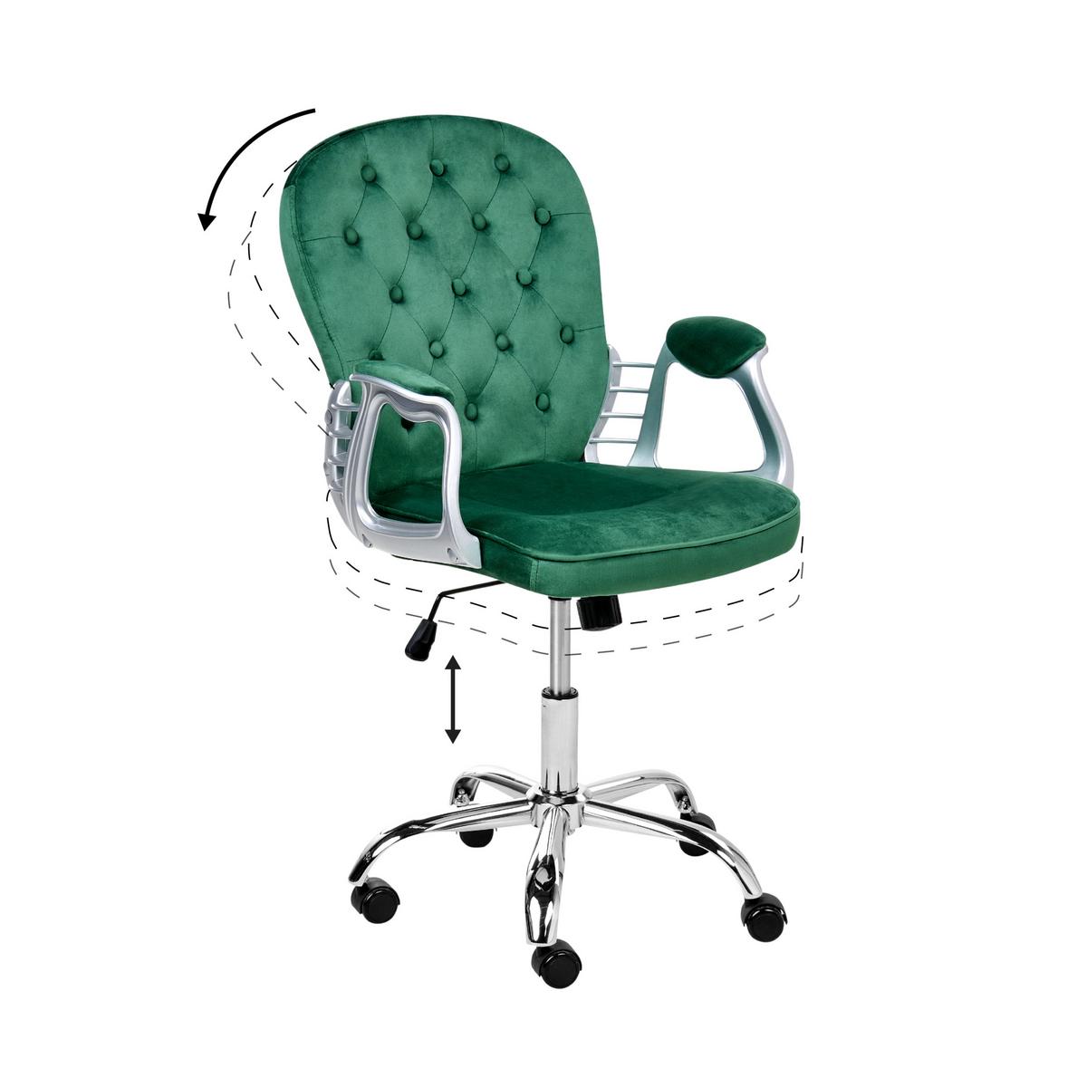 SCHREIBTISCHSTUHL Samtstoff Grün Princess - Grün, Textil (58/93/58cm) - Beliani