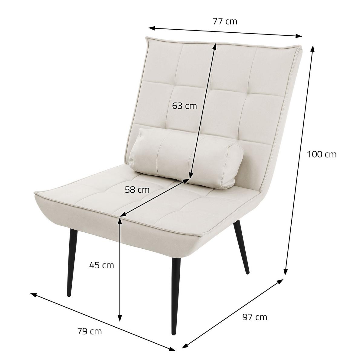 RELAXSESSEL Weiß - Beige/Schwarz, Metall (97/100/79cm) - ML-DESIGN