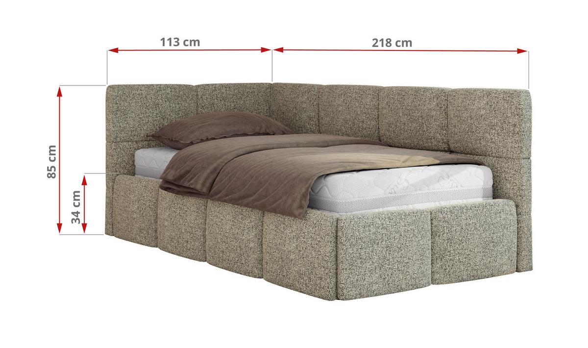 JUGENDBETT ARVO 90/200 - Grau Strukture - Multipocket-Matratze - Rechts Seite - Grau, Textil (90/200cm) - MKS