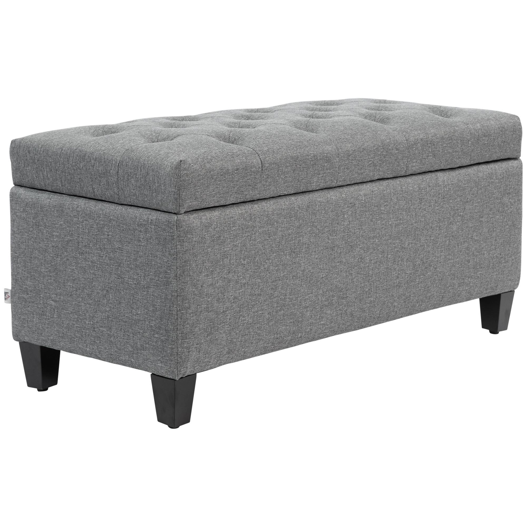 TRUHENBANK Polyester Holz Hellgrau - Hellgrau, Kunststoff (40/44/100cm) - HOMCOM