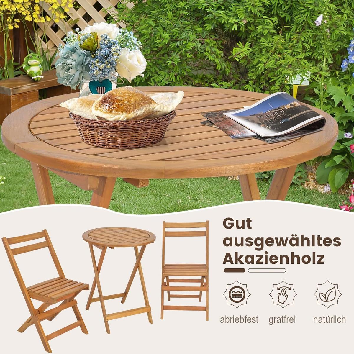 BARHOCKER SET Natur(3-teilig) - Naturfarben, Holz - COSTWAY