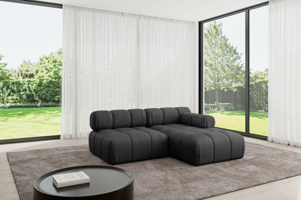 ECKSOFA modulares Sofa Razon-L1 - 190x160x70 cm Schwarz Velours - Schwarz, Holzwerkstoff/Textil (190/160cm) - ALTDECOR