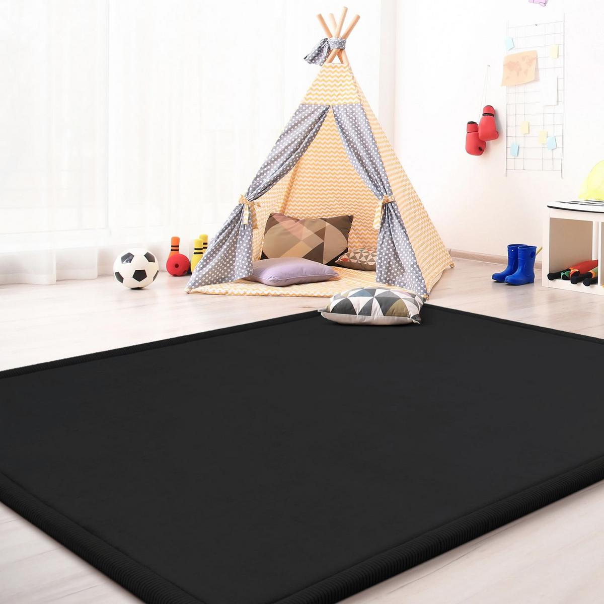 KINDERTEPPICH Schwarz 200 x 280 cm - Schwarz, Kunststoff (200/280cm) - TT Home