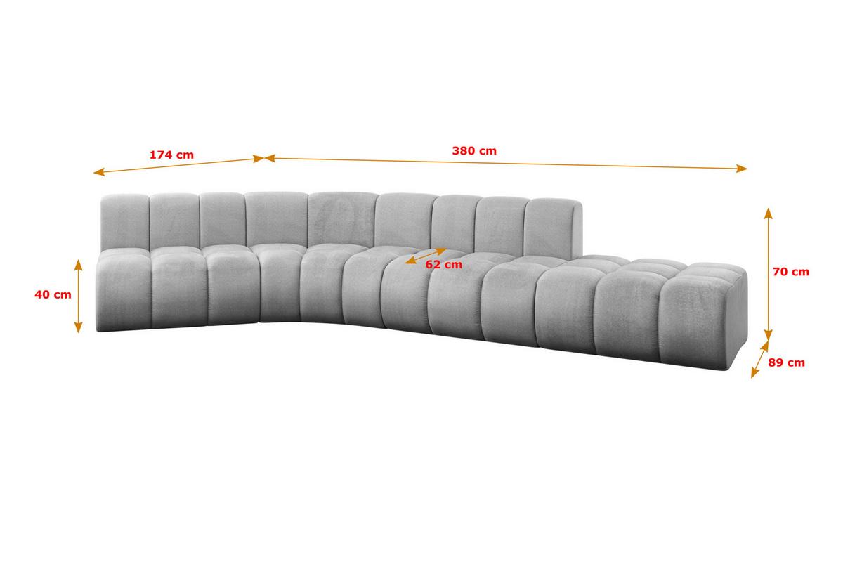ECKSOFA modulares Sofa Brilo-L1 - 380x174x70 cm Grau - Hellgrau, Holzwerkstoff/Textil (380/174cm) - ALTDECOR