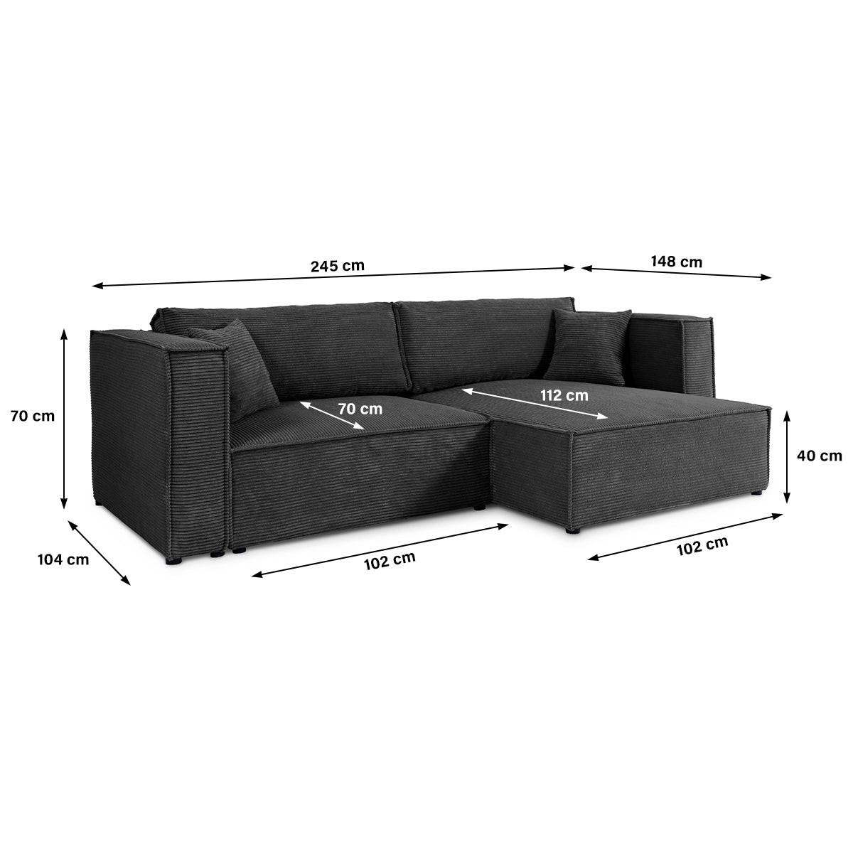SOFA Jimmy 3 Sitzplätze Schwarz - Schwarz, Holz (245/77/148cm) - Petits-meubles
