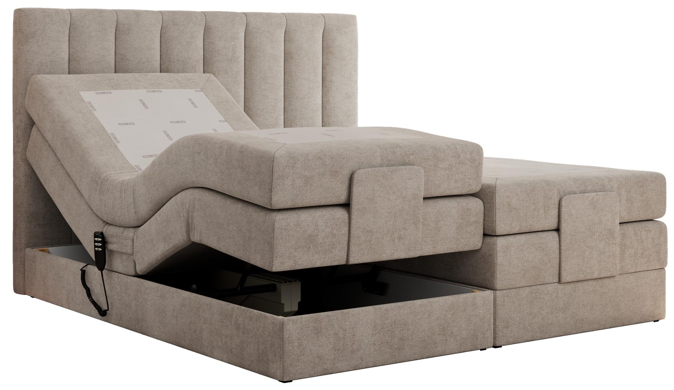 BOXBETT COMFORTO 140/200 - Beige Struktur - H4 - Beige, Holz/Textil (140/200cm) - MKS