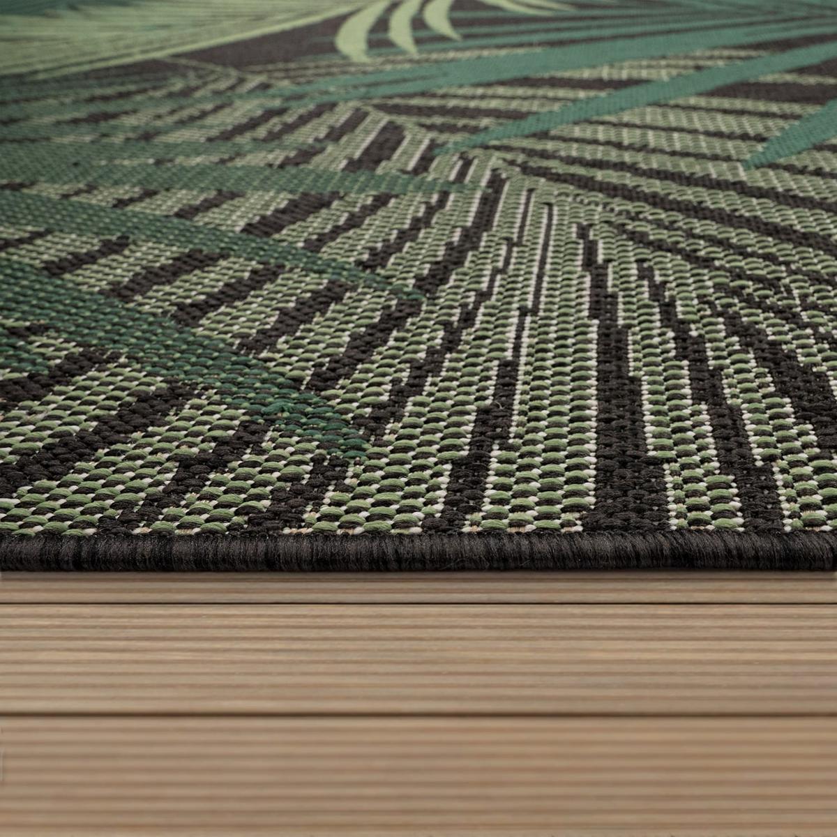 OUTDOORTEPPICH, mit Palmblatt-Muster, Schwarz, 200 x 290 cm - Schwarz, Textil (290/200cm) - KADIMA DESIGN