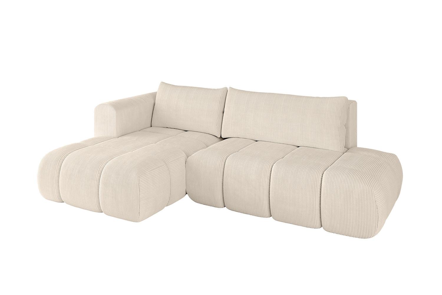 ECKSOFA Ottomane Links CLOUD-L 280x185x90 Beige Cord - Beige, Holzwerkstoff/Kunststoff (180/289cm) - ALTDECOR
