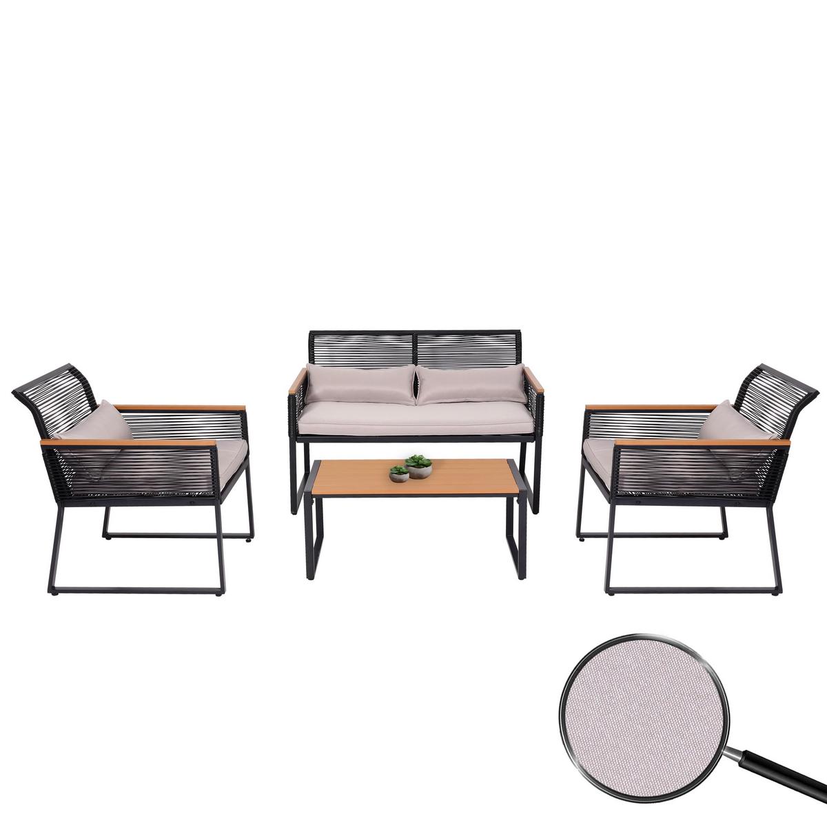 GARTEN-GARNITUR Schwarz, Braun, Hellgrau - Hellgrau/Schwarz, Metall - MCW