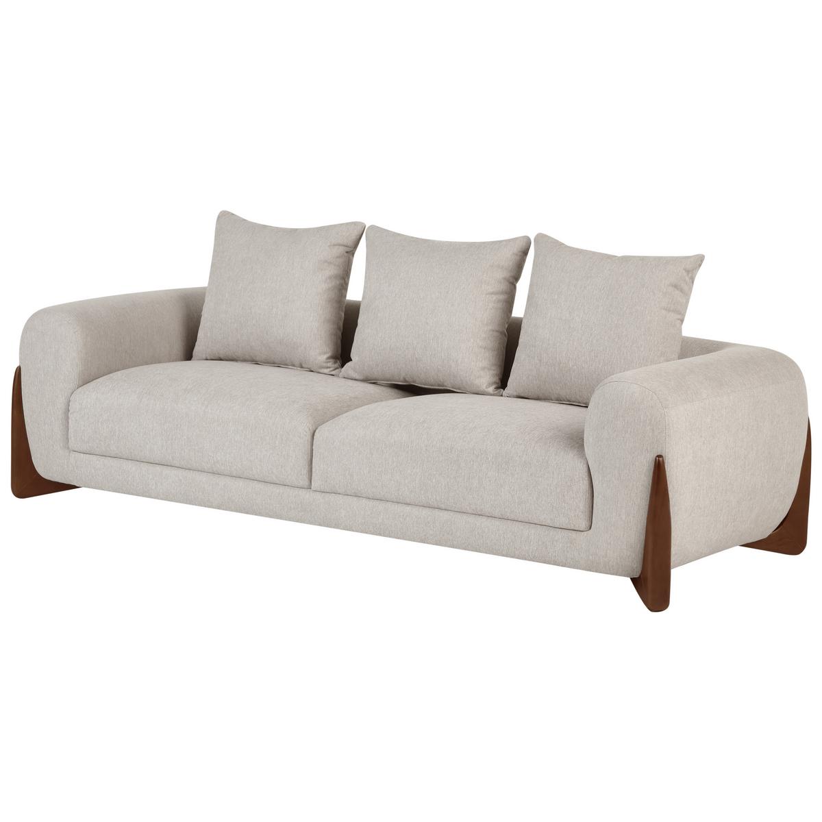 SOFA-SET 6-Sitzer Taupe Vinliden - Beige/Braun, Textil (217/82/87cm) - Beliani