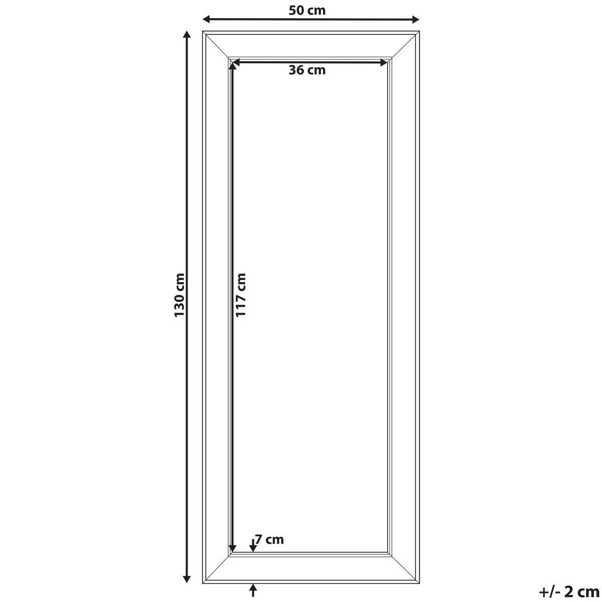 WANDSPIEGEL silber rechteckig 50/130 cm Bubry - Silberfarben, Kunststoff (50/130/3cm) - Beliani