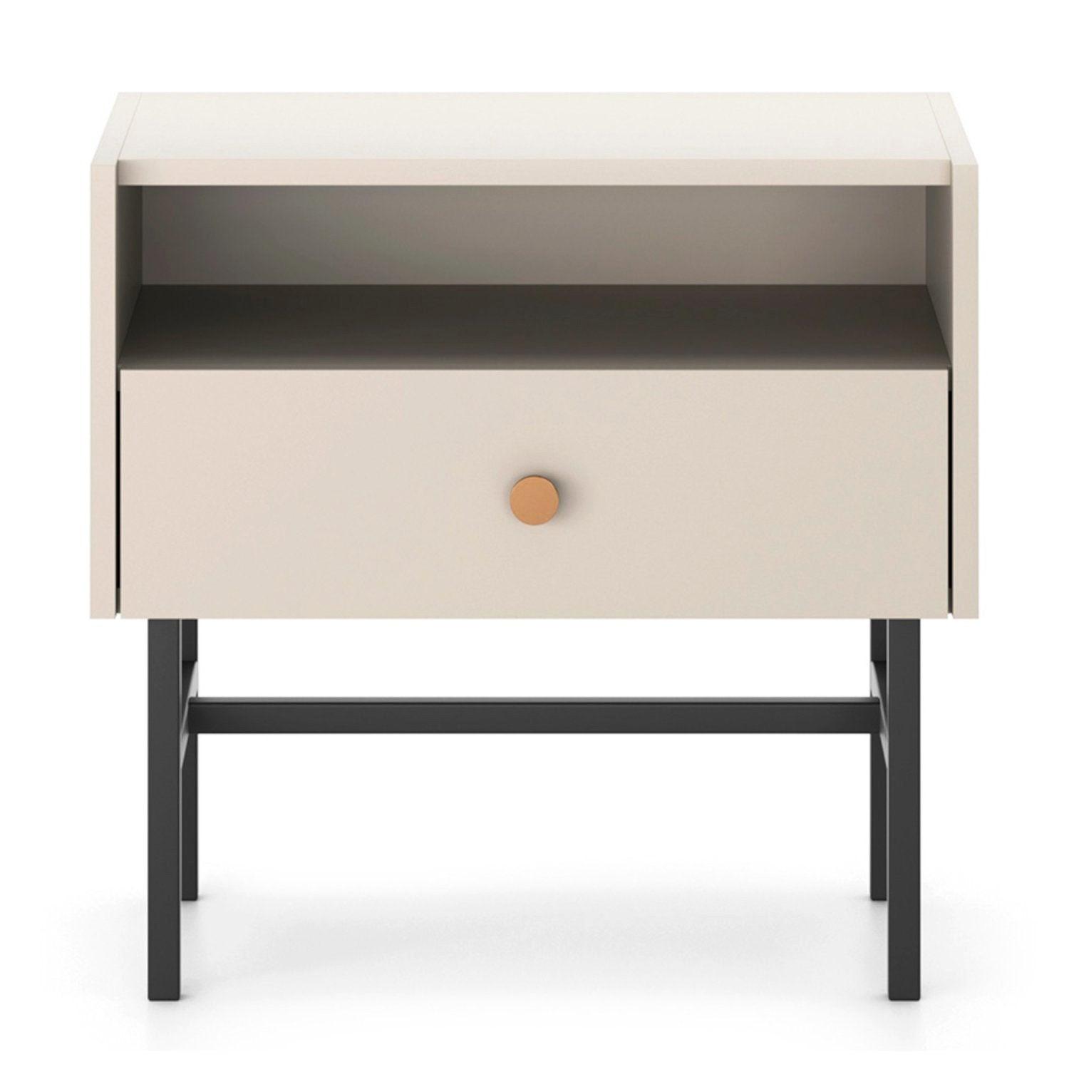 NACHTTISCH Divenos Greige 54 cm - Taupe/Goldfarben, Holzwerkstoff/Metall (54.8/52/39cm) - Selsey