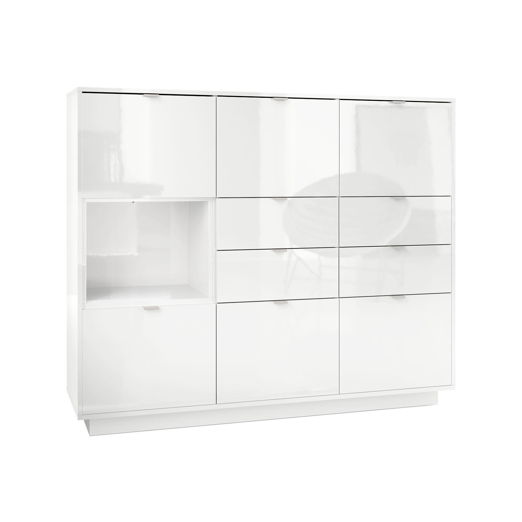 HIGHBOARD Metro Einsatz in Weiß Hochglanz - Weiß Hochglanz, Holzwerkstoff (153/123/37cm) - Vladon