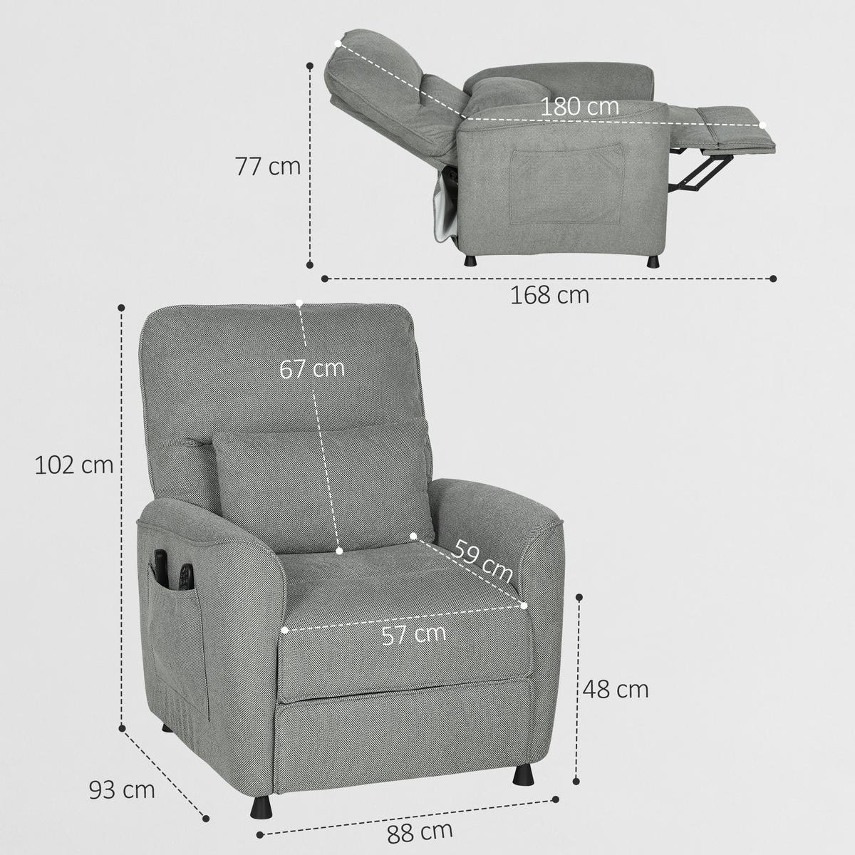 MASSAGESESSEL Polyester Dunkelgrau - Dunkelgrau, Textil/Metall (93/102/88cm) - HOMCOM
