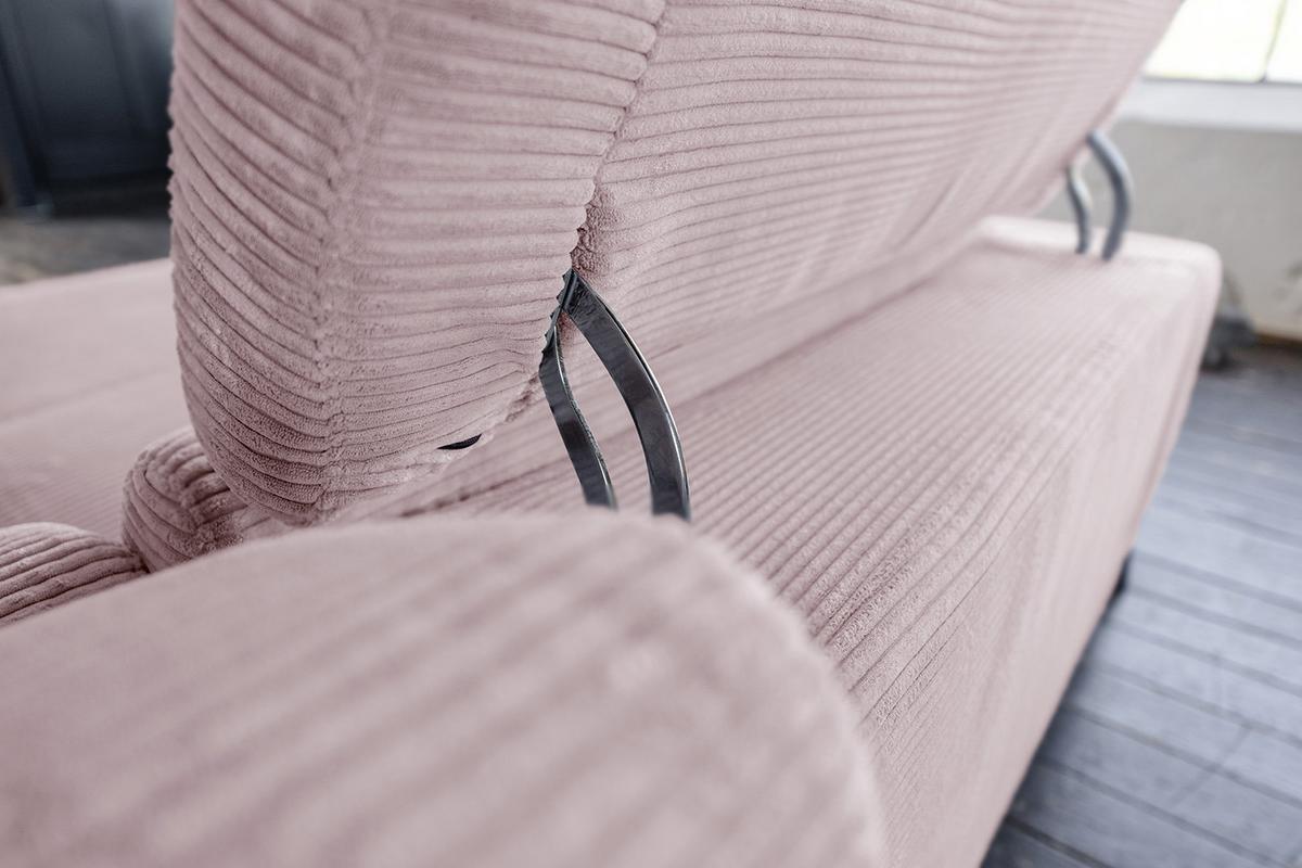 ECKSOFA LAISKA Pink Cord Relaxfunktion - Schwarz/Rosa, Textil/Metall (282/177cm) - KAWOLA