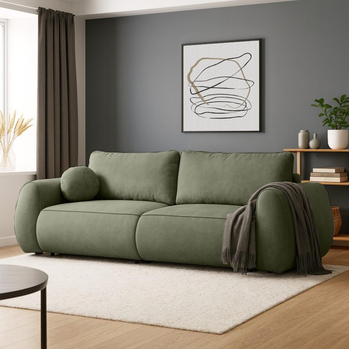3-SITZER Schlafsofa Bravo mit Eckfunktion, mit zwei Bettkasten, Grün - Schwarz/Grün, Textil (257/96/110cm) - Beautysofa