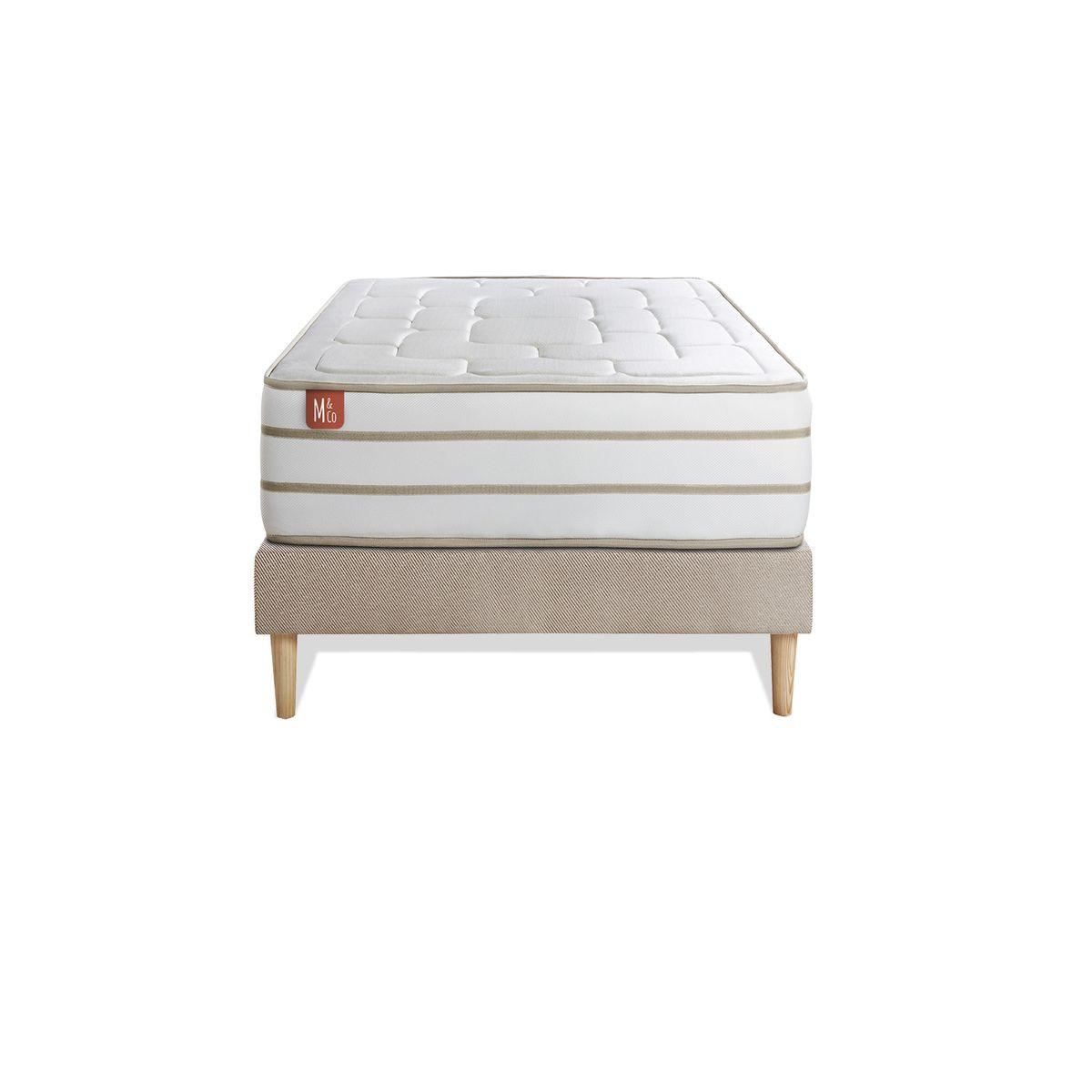 BETT Le Douillet Memory-Schaum 90 x 200 cm h1 - Kit Bettgestell Beige - Beige, Karton/Holz (90/200cm) - Marmottes & Co